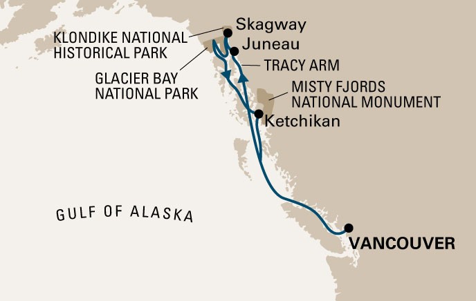 cruzeiro ALASKA mapa