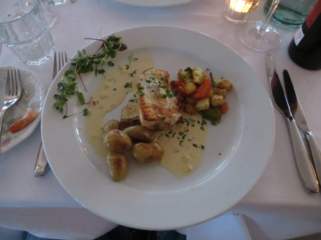 Trout from "Hagavatn" Snæfellsnes, potatoes, leek, almonds and citrus beurre noisette